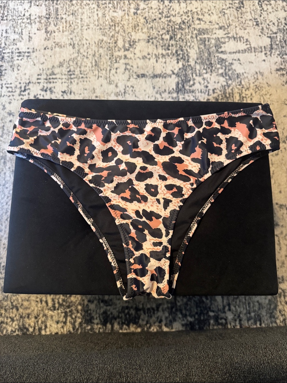 Women’s Leopard Print Bikini Bottom - Pink/Black